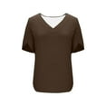 thumbnail image 5 of Tauxra Women's V-Neck Ruffle Short Sleeve Top, Casual Solid Color Shirt for Everyday Wear, Soft Polyester Blouse, Breathable And, Washable, 5 of 7