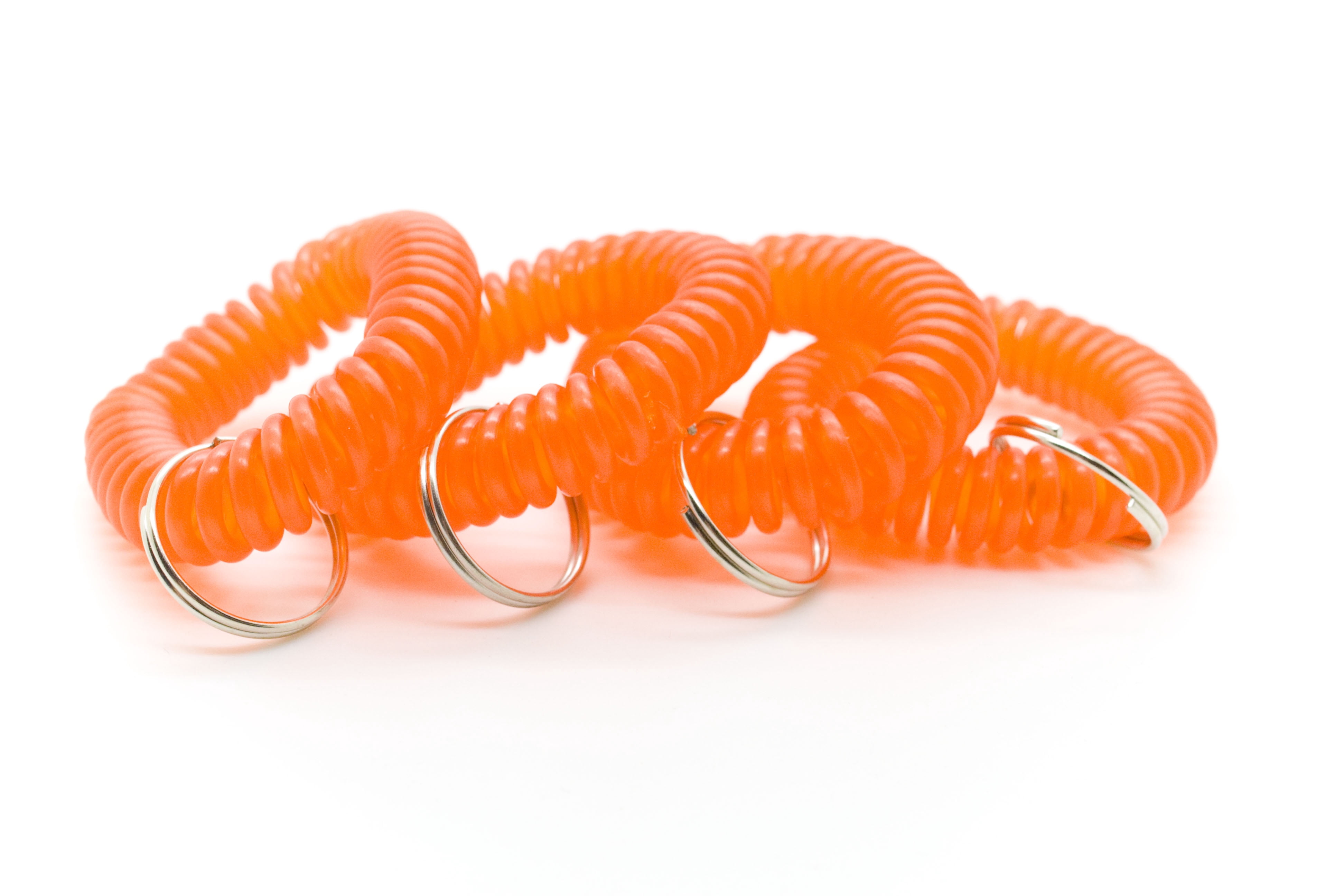 100pcs Orange Color Soft Spring Spiral Wrist Coil Elastic Wrist Band Key Ring Chain by OnDepot
