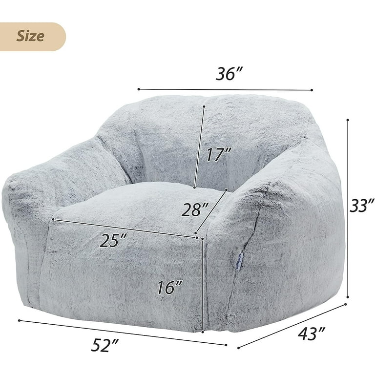 Homguava Bean Bag Chair: 3' Bean Bags with Memory Foam Filled, Large  Beanbag Chairs Soft Sofa with Dutch Velet Cover-36×36×24(Grey) :  : Home