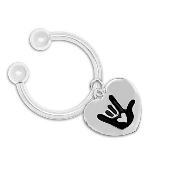 Deaf Awareness I Love You Sign Language Symbol Heart Key Chains
