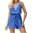 thumbnail image 2 of Xuyuer Women's Fashion Casual Tie Elastic Waist Print Romper - One-Piece Shorts, Pants for Women, 2 of 7