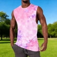 thumbnail image 1 of Ceisia Men's Slim Fit Crew Neck Tie-Dye Sleeveless Tank Top for Casual Sports Pink M Gifts, 1 of 5