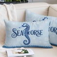 thumbnail image 2 of Navy Blue Seahorse Pillow Covers 24"x36", Summer Coastal Bubbles Ocean Waves Soft Brushed Microfiber Breathable Throw Pillow Covers, Decorative Pillowcase with Zipper for Couch Sofa Bedroom, 2 of 9