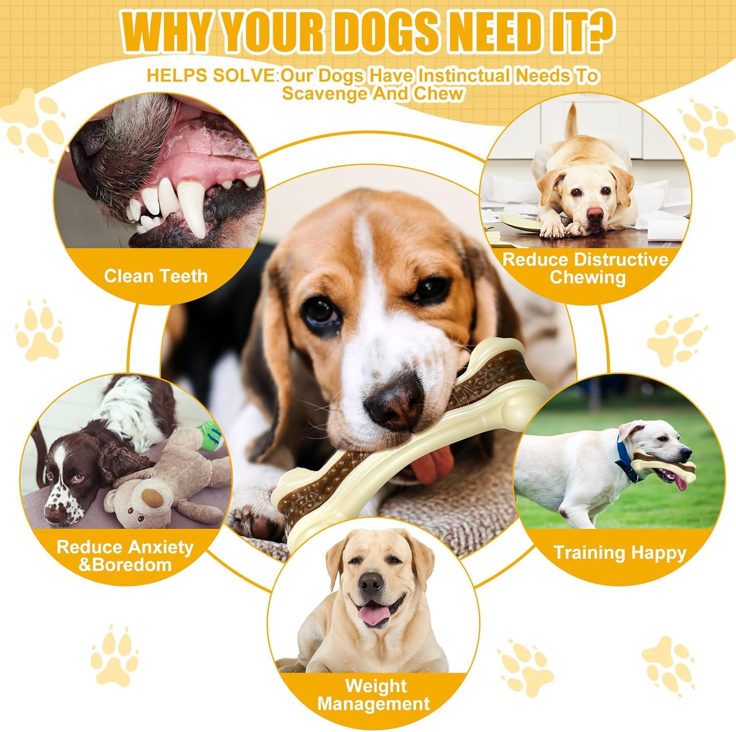 10 Pcs Dog Chew Toys for Aggressive Chewers Nylon Beef Flavor Dog Bones Tough Puppy Teething Toys Puppy Chew Bones for Large/Medium/Small Breed Dogs Puppies
