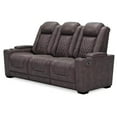 thumbnail image 6 of Ashley Furniture HyllMont Faux Leather Power Reclining Sofa in Charcoal Gray, 6 of 8
