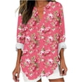thumbnail image 3 of Bxsruta Tops for Women, Women's V-Neck Printed Button Blouse Women Long Sleeve Tops, 3 of 5