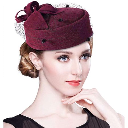 ALmi British Vintage Wool Felt Pillbox Hat Ladies Church Derby Winter ...