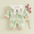 thumbnail image 3 of Bagilaanoe Newborn Baby Girl Boys Winter Plush Jumpsuit Rabbit Embroidery Long Sleeve Bodysuit 3M 6M 9M 12M 18M Infant Warm One Piece Romper, 3 of 8