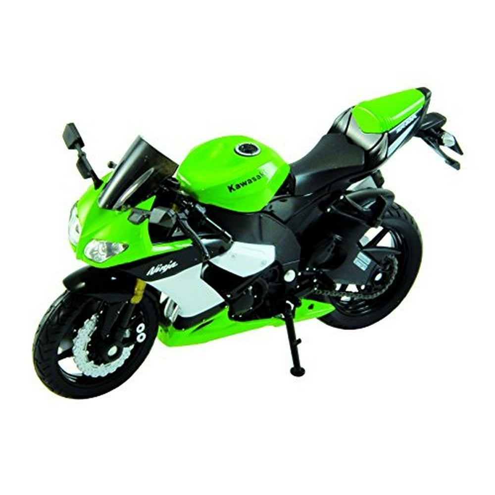 welly die cast motorcycle green kawasaki 2002 ninja zx10r, 118 scale