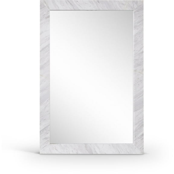 Meridina Furniture Pavia White Genuine Marble Frame Mirror