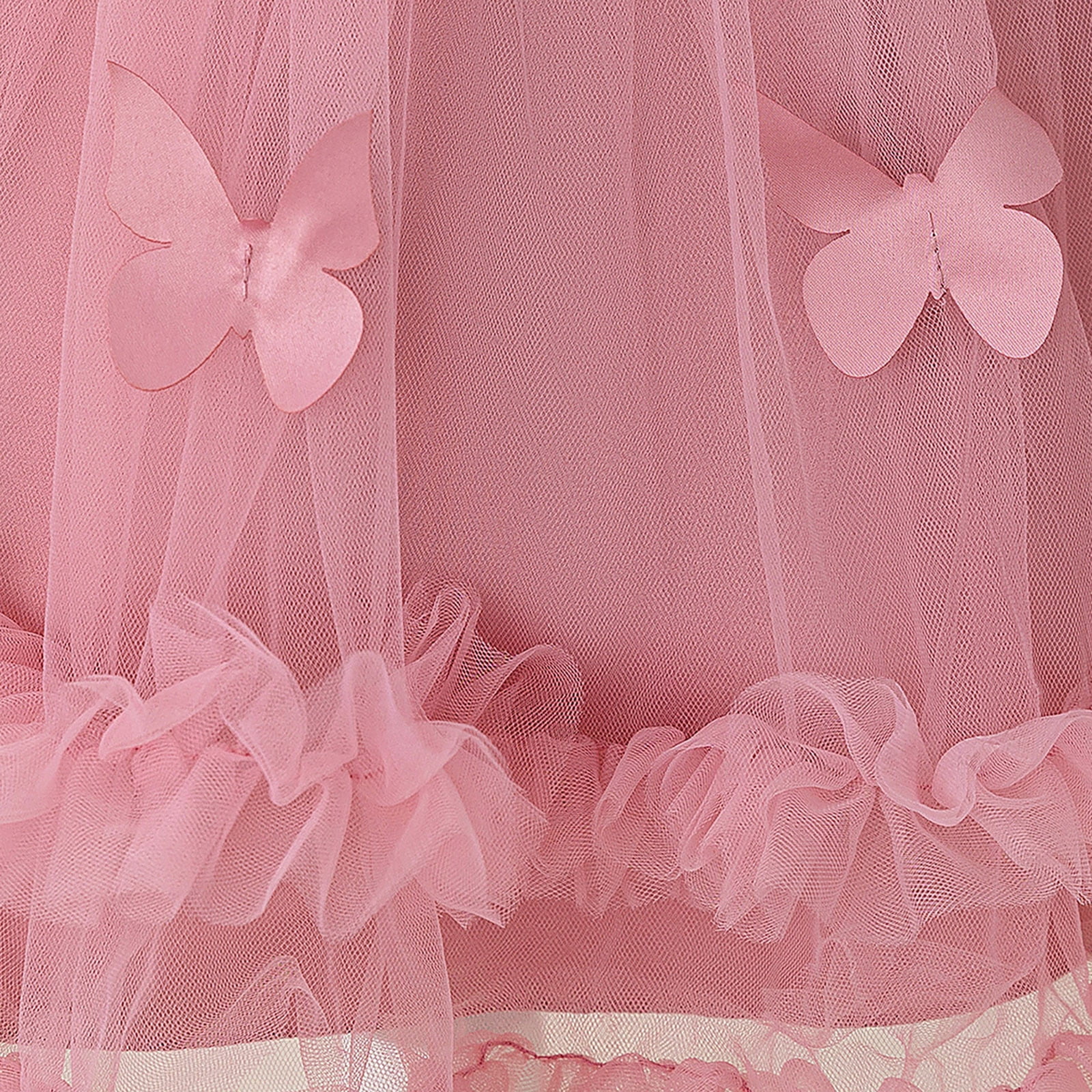 Wdgfv Girls 3D Puffy Party Dress Toddler Kids Age 3-8 Years Casual Play Outfit Spring Summer Fall Net Formal Gown Pink 3-4 Years