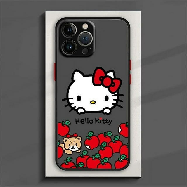 Cute Hello Kitty Phone Case For iPhone 15 14 13 12 11 Pro Max mini XS Max XR X 8 Plus SE Frosted Translucent Cover LXY