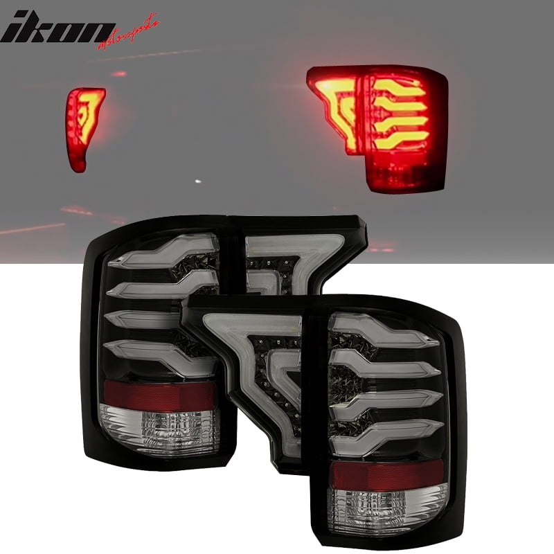 Compatible with 1419 GMC Sierra 1500 2500 3500 LED Tail Light Smoke Lens Black Housing 4PC