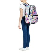 Justice Girls 17 Laptop Backpack Iridescent Silver Multi-Color Splatter
