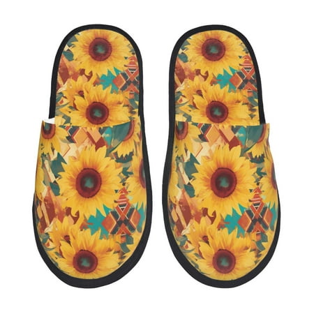 

Slippers for Women/Men - Colorful Bohemian Sunflower Soft Plush Warm Slip-on Slippers House Slippers Indoor House Shoes