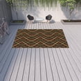 thumbnail image 2 of 9' X 13' Brown Geometric Stain Resistant Indoor Outdoor Area Rug, 2 of 5