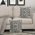 thumbnail image 3 of Black Ethnic Boho Pillow Covers 20 X 20 Inch Bohemian Carpet Style Vintage Flower Print Decorative Throw Pillows Outdoor Linen Square Cushion Case Farmhouse Decor for Home Sofa Bed Set of 2, 3 of 6