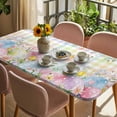 thumbnail image 3 of Colorful Easter Table Cloths for 3 Foot Rectangle Tables, Easter Eggs Botanical Spring Floral Patio Waterproof Elastic Fitted Tablecloths, Washable Rectangular Table Cover for Camping, 3 of 8