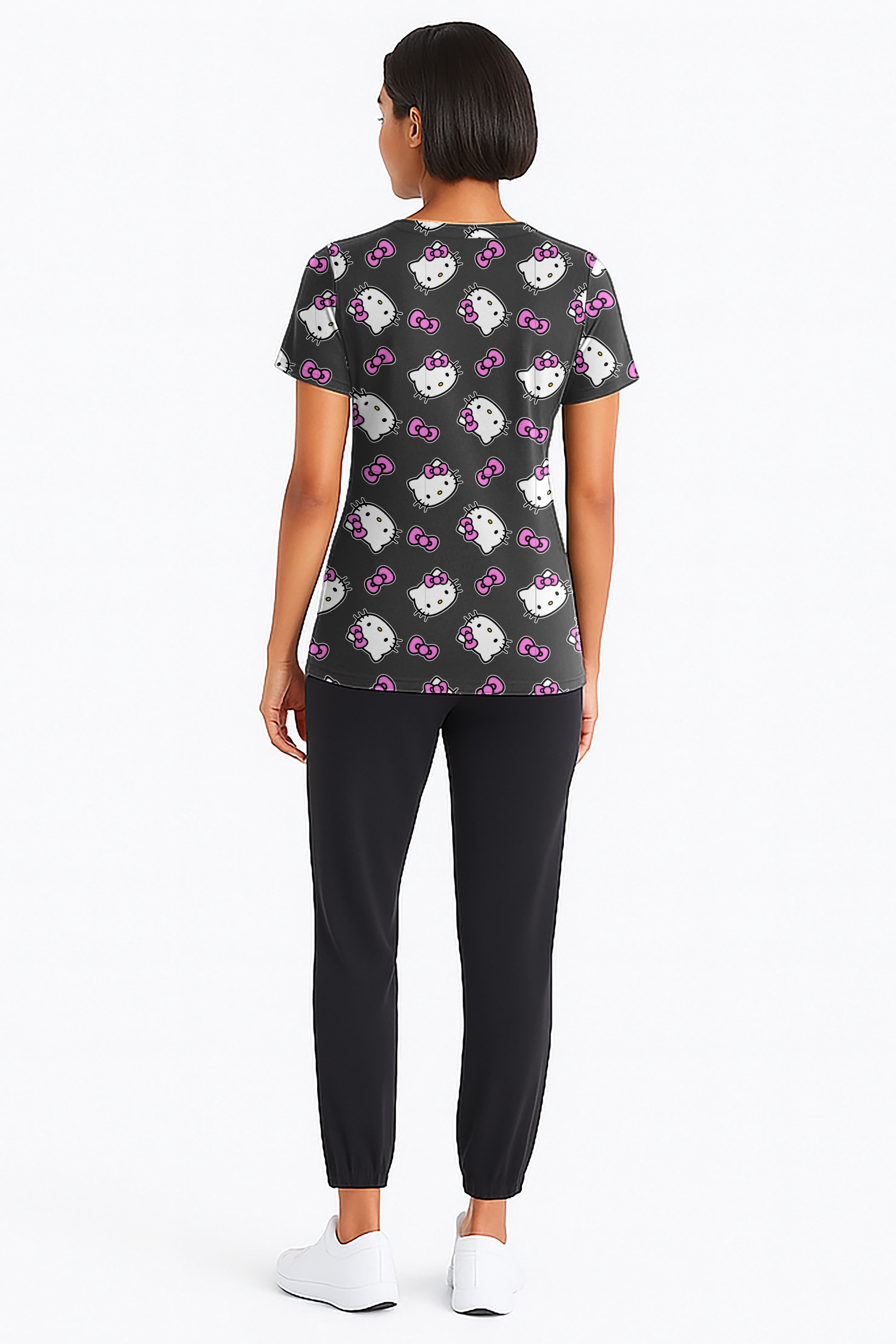 Hello Kitty Women's Graphic Scrub Top, Sizes S-3XL