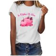 thumbnail image 1 of En Octobre Nous Portons des Hauts Roses pour Femmes Col Rond Manches Courtes Blouse Décontractée Imprimée Sensibilisation au Cancer du Sein, 1 of 5