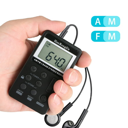 Portable Radio, EEEKit Mini AM FM Handy Digital Tuning Stereo  Pocket Radio LCD Screen with Earphone & Rechargeable Battery for Gym Jogging