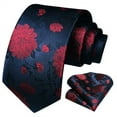 thumbnail image 7 of HISDERN Men Floral Ties Woven Classic 3.4" Necktie Set Formal tie Pocket Square for Wedding with Handkerchief Gift Box, 7 of 7