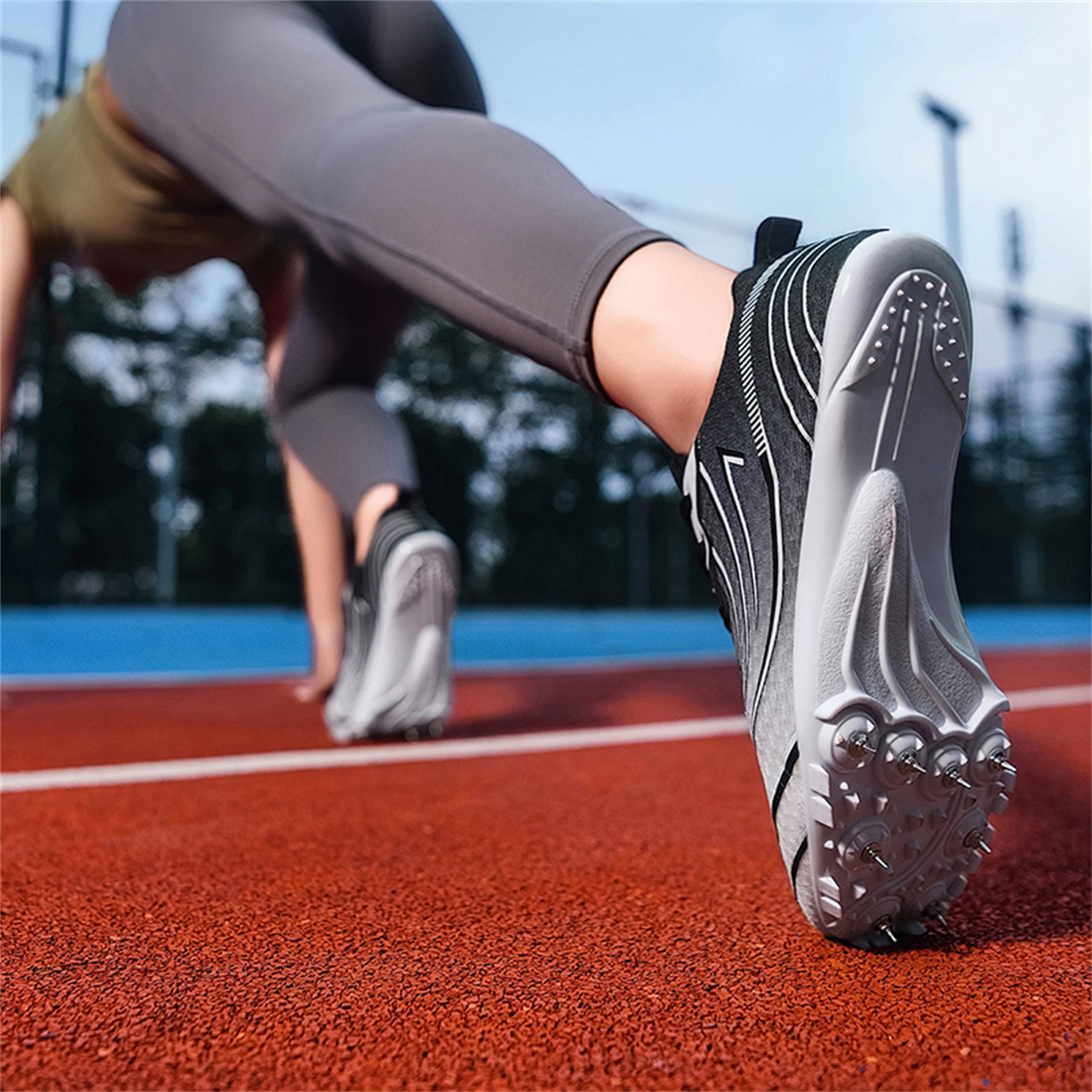 YOURDIARY Men Women Unisex Professional Track Spike Running Shoes, Breathable High Traction Athletic Sprint Cleats for Track Field Sports Training & Competitions