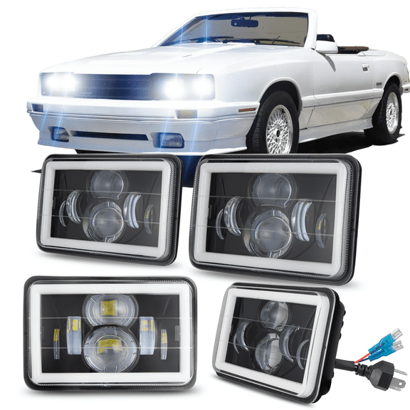 For Mercury Capri 1979-1986 Pair 4x6" LED Headlight High Low Beam DRL Turn Light