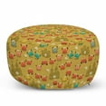 thumbnail image 1 of Crabs Pouf Cover with Zipper, Themed Cartoon Style Crabs and Shells and a Sand Castle on Beach Print, Soft Decorative Fabric Unstuffed Case, 30" W X 17.3" L, Pale Coffee, by Ambesonne, 1 of 5