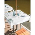 thumbnail image 2 of Outdoor Table Cloth with Umbrella Hole and Zipper,Green Coastal Waterproof Square Tablecloth 60"x60",Summer Eucalyptus Leaves Beach Ocean Starfish Conch Washable Table Cover for Outside Party Picnic, 2 of 8
