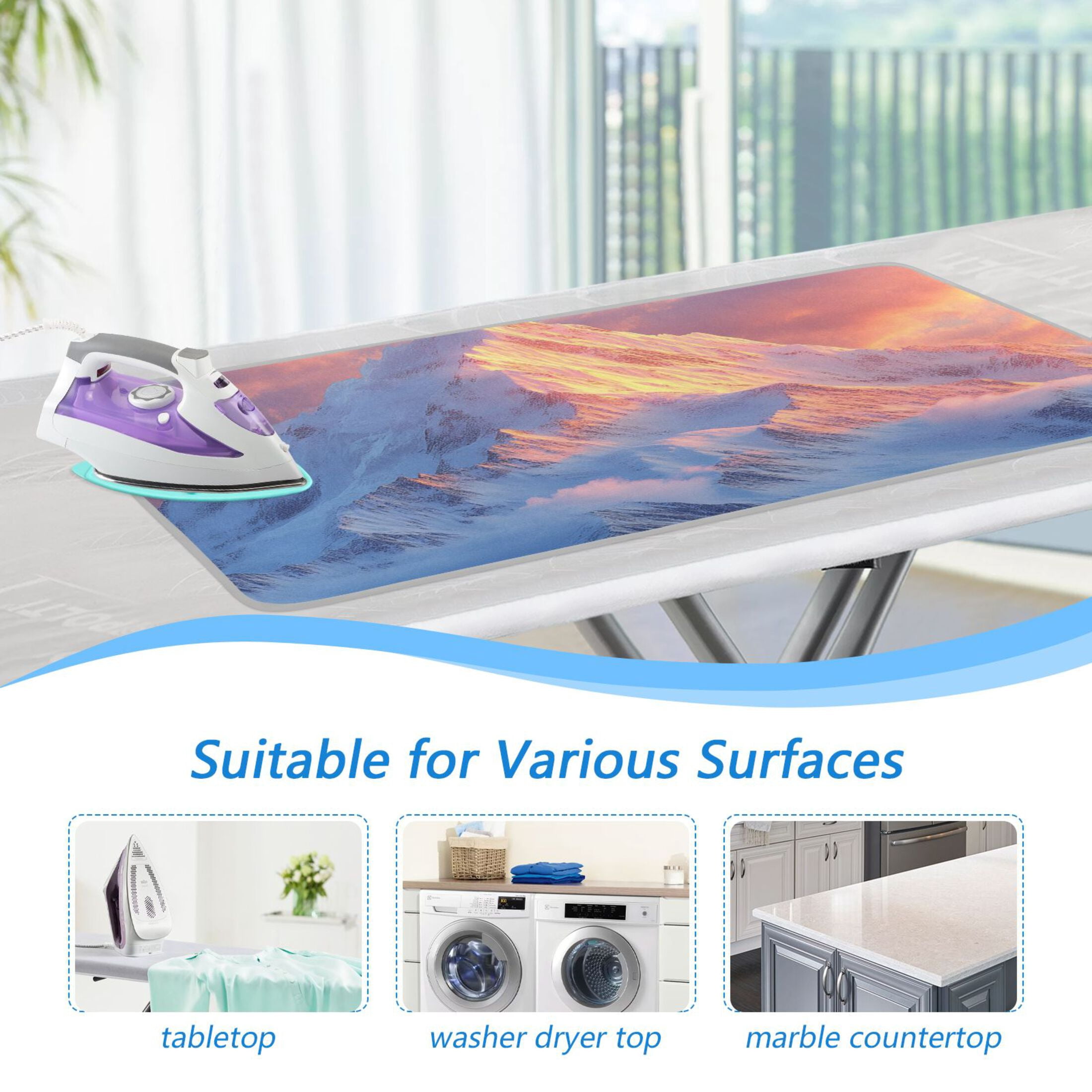 Snow Mountain Of Sunrise Clouds Ironing Mat Blanket Portable Travel Ironing Pad Heat Resistant Pad 47.2" x 27.6”