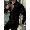 thumbnail image 1 of Camisa de manga larga con solapa y diseño de moda para hombre, informal, cómoda, de alta calidad, para deportes al aire libre, a cuadros, con diseño geométrico, 1 of 6
