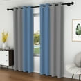 thumbnail image 3 of Lfeey Gray Blue Blackout Curtains 63 Inches Long, Room Darkening Grommet Curtains, 2 Panels, 3 of 6