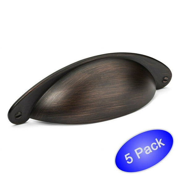Cosmas 4199ORB Oil Rubbed Bronze Cabinet Hardware Bin Cup Drawer Handle Pull - 3" Hole Centers - 5 Pack