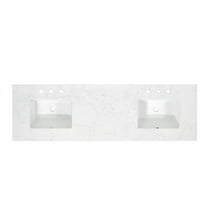 Ceres 73" Engineered Stone Vanity Top in Grain White with Double White Sinks