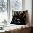thumbnail image 5 of Luoshdecor Throw Pillow Cover 18x18 in,Merry Christmas Gold Glittering Throw Pillow Case for Sofa Living Room Couch Bed, 5 of 6