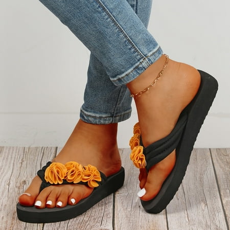 

NECHOLOGY Rubber Sandals for Women under 10 Slippers For Women Ladies Summer Flip Flops Open Toe Sandals Women Heel Orange 6.5