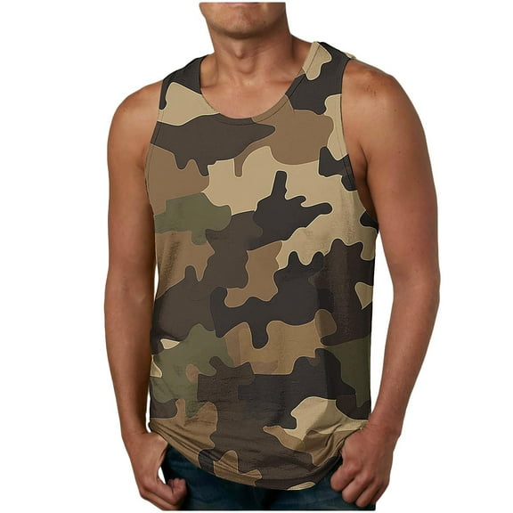 ALLLIST Tank Tops for Men Cotton Summer Sleeveless Pullover Camouflage Casual Green Underwear for Men Size S-2XL