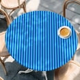 thumbnail image 2 of Violet Striped Round Tablecloth, Fitted Table Cover with Elastic for 55"-60" Round Tables, Geometric Vertical Modern Minimalist Table Cloth Outdoor Indoor Dinning Party Waterproof Tablecloths, 2 of 7