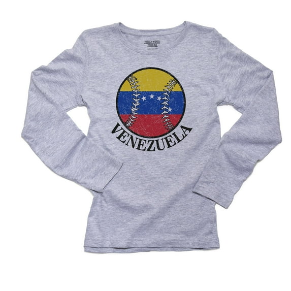 Venezuela Baseball Classic - World Vintage with Flag Women's Long Sleeve Grey T-Shirt