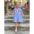 thumbnail image 5 of BemeyourBBs Toddler Baby Girls 4th of July Dress Smocked Outfit Patriot Independent Day Clothes American Flag Letter Embroidery Doll Collar Short Sleeve A-Line Dress Toddler Baby Girl Summer Dress, 5 of 9