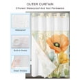 thumbnail image 2 of No Hook Shower Curtain with Snap in Liner,Summer Poppy Flower Plant Waterproof Bath Curtain Double Layers with See Through Top Window,Watercolor Bloom Floral Hotel Shower Curtains 36x72in, 2 of 9