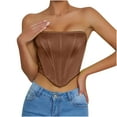 thumbnail image 2 of Elainilye Fashion Shapewear Tank Top Corset Top Sleeveless Strapless Bodyshaper Corset Tube Bandeau Summer Tops Vest,Brown, 2 of 9