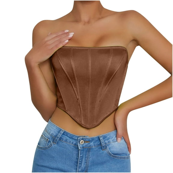 Lindreshi Tank Tops for Women Women Corset Top Sleeveless Strapless Bodyshaper Corset Tube Bandeau Summer Tops Vest