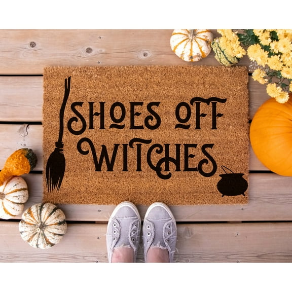 Doormat Shoes Off Witches! Halloween Welcome Mat Fall Horror Spider (18" x 30") #5572