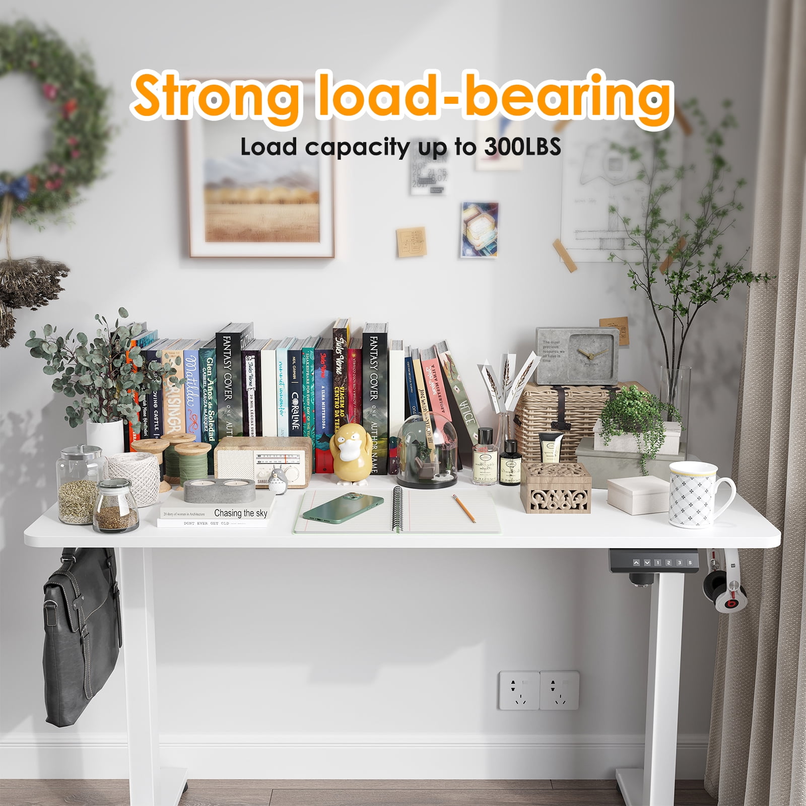 Electric Standing Desk Adjustable Height Sit Stand Home Office Desk with Splice Board