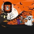thumbnail image 2 of Coolcustomize Women's Halloween High Top Sneakers with Cute Charm, Orange Boo Skeleton Pumpkin Bat Design, Trick Treat Casual Skate Shoes, Ladies' Spooky Casual Boots, Trendy Halloween Shoes, 2 of 11