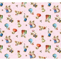44 x 36 Tossed Bunnies Pink I Love You Easter by Elizabeths Studio 100% Cotton