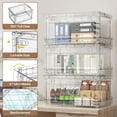 thumbnail image 4 of Broview 100Gal Clear Stackable Storage Bins with Latching Lids & Wheels, 5Pack Plastic Foldable Closet Organizers Box with Front Back Doors, for Home Room Toys Crafts, 4 of 9