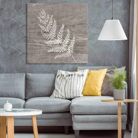 Fern Canvas Print (wall26 - Square Canvas Wall Art - White Fern Wood Effect Canvas - Giclee Print Gallery Wrap Modern Home Decor Ready to Hang - 12x12)